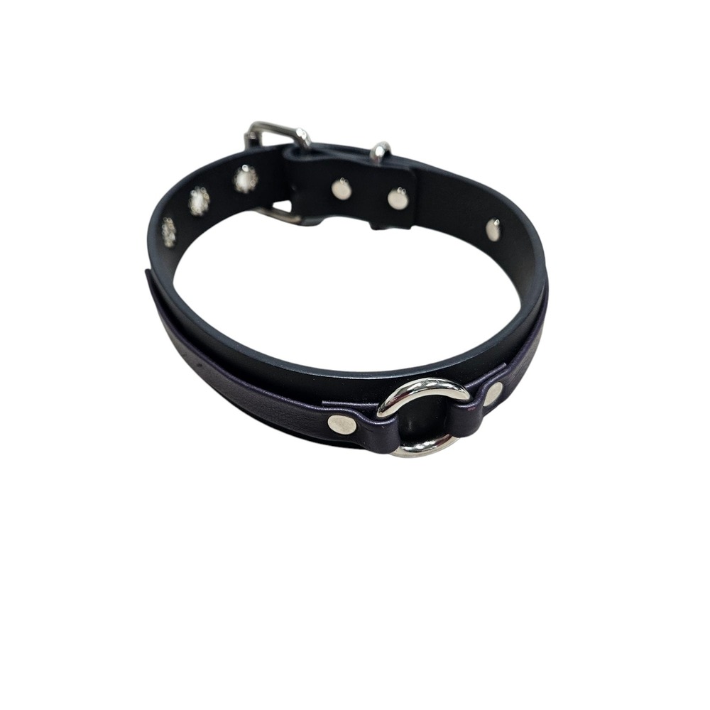 Funk Plus Choker Collar Buckle O-Ring Studded Black Purple Men's View 2
